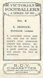 1933 Godfrey Phillips Victorian Footballers (A Series of 50) #6 Eric Zschech Back